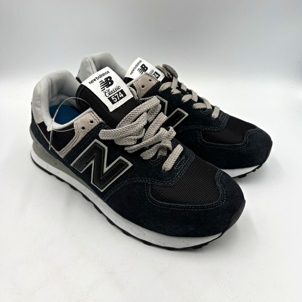 New Balance 574 Core Black/White Mesh Lace-Up Athletic Sneakers Women's Size 8
